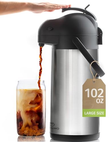 3L Thermal Coffee Airpot Carafe - Stainless Steel Insulated Hot Dispenser