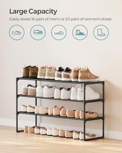 SONGMICS 3-Tier Metal Shoe Rack and Organizer Shelf, Black