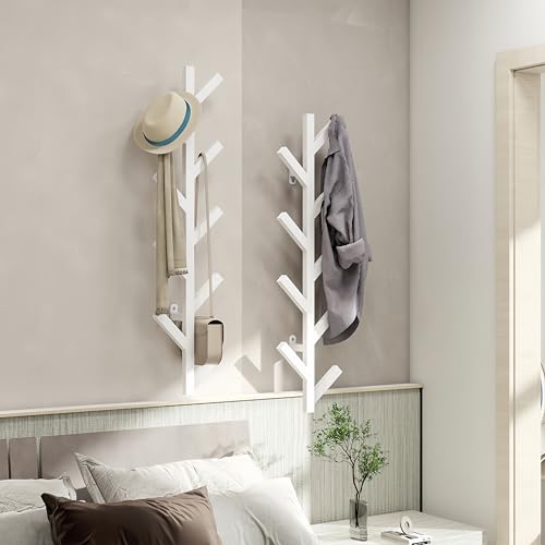 Vertical Wall-Mounted Coat Rack, 37.8-inch Steel Hat Hook with 9 Hooks