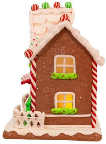 Light Up Gingerbread House Christmas Decor - 9-inch Holiday Village Figurine