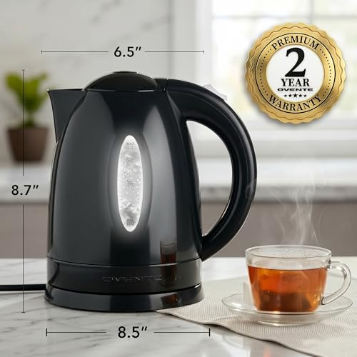 1.7L Fast Boiling Electric Kettle with Auto Shut-Off, 1100W, Black