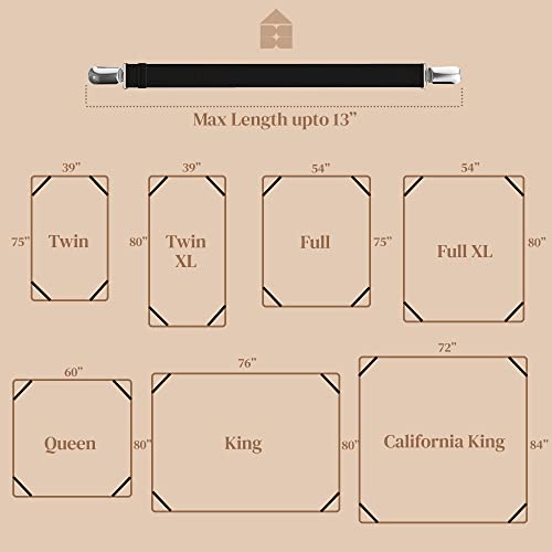 Adjustable Bed Sheet Holder Straps - Heavy Duty Mattress Clips (4 Pack)