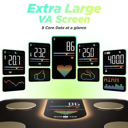 Smart Digital Body Weight Scale with 8-in-1 VA Display and Heart Rate Monitor