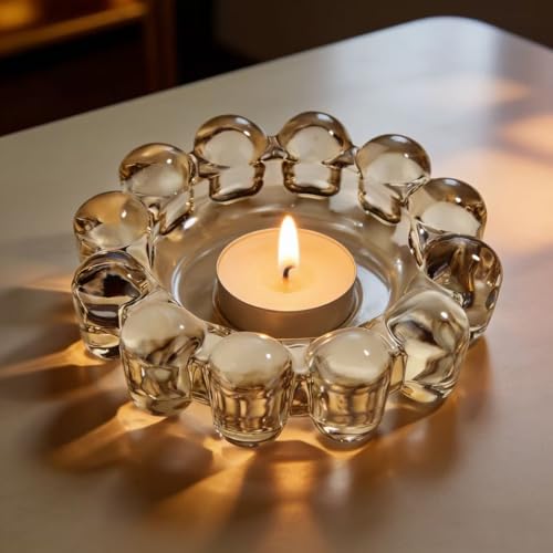 Chic Bubble Glass Candle Dish – Modern Decorative Tray for Tealights