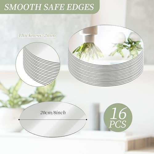 16-Pack 8-Inch Round Acrylic Mirror Sheets for Centerpiece Table Decor
