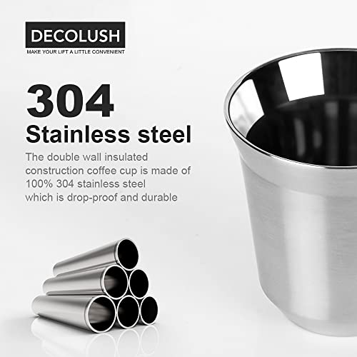 Decolush Stainless Steel Double Wall Insulated Espresso Cups - 75mL, 4 Pack, Travel Friendly