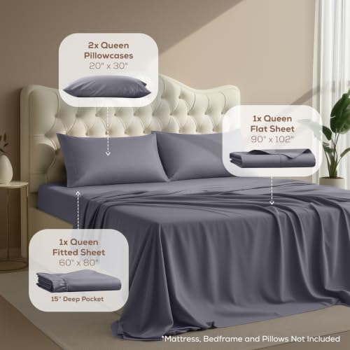 Utopia Bedding Queen Sheet Set - 4 Piece Hotel Luxury Microfiber Bed Sheets
