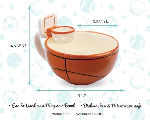 Sports Fan Gift Set: Basketball and Soccer Mug with Hoops for Kids & Adults