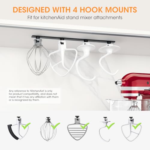 Metal Stand Mixer Attachment Holder - 4-Hook Kitchen Storage Organizer