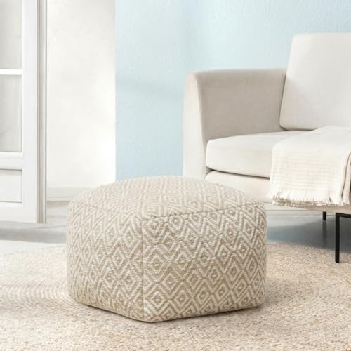 Handmade Cotton Pouf Ottoman - Decorative Floor Seating and Foot Rest