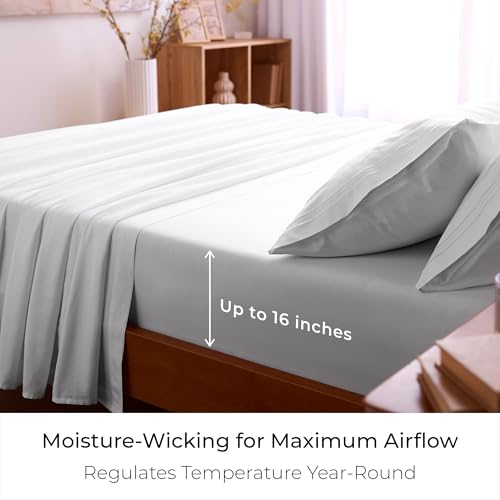 Mellanni Iconic 4-Piece Microfiber Queen Sheet Set, White