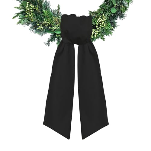 Black Wreath Sash for Front Door - 54 Inch Satin Garland Ribbon