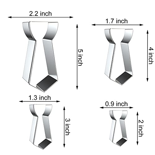 QAAQS Neck Tie Cookie Cutter Set (4 Pieces) 2–5 inch Stainless Steel – Variation: Neck Tie