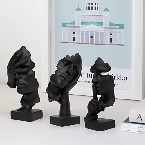 3 Pcs Thinker Statue Set, Abstract Resin Art Figurines for Home Office Decor
