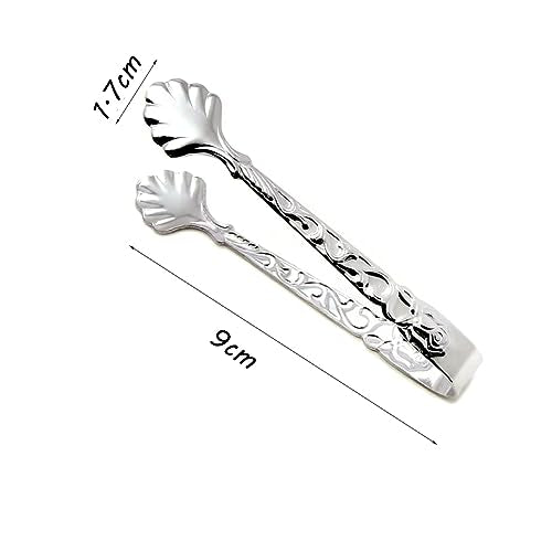 Stainless Steel Rose Design U-Shaped Tongs for Tea & Coffee - Mini Ice & Sugar Cubes, 2 Pack