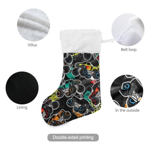 JHKKU Monster Trucks Christmas Stockings 17.7" - 1 Pack, DIY Holiday Decor