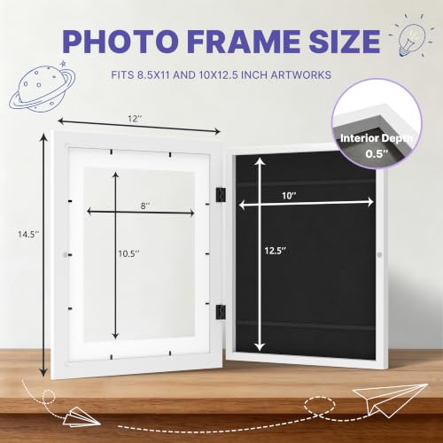 2-Pack 10x12.5 White Kids Art Frames with Magnetic Front-Opening Door