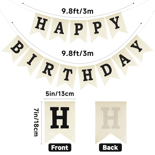 Happy Birthday Burlap Banner - Pre-Strung Rustic Party Decoration Sign