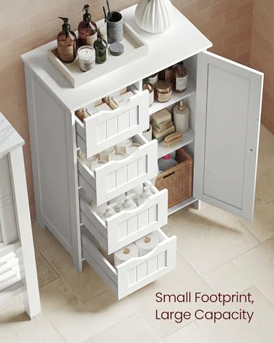 Freestanding Floor Storage Cabinet with 4 Drawers and Adjustable Shelf