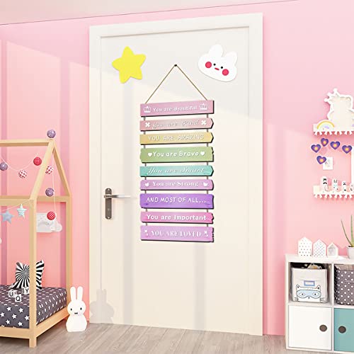 Inspirational Wooden Wall Art Hanging Plaque for Girls Bedroom Decor