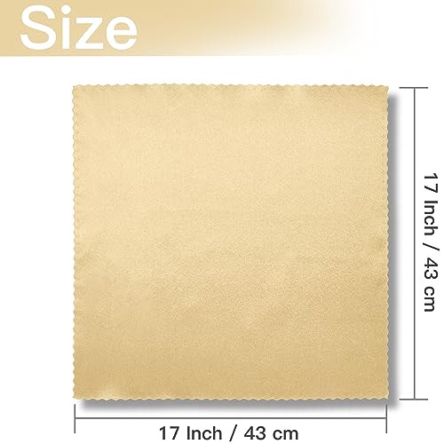 12 Pack Scalloped Satin Napkins 17x17 Inch - Silky Gold Wedding Table Linens