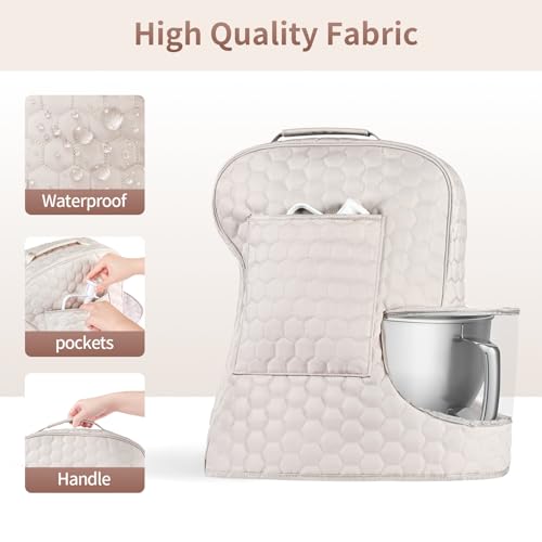 Stand Mixer Dust Cover with Storage Pockets for 6-8 Quart Bowl Lift Models