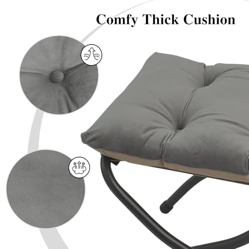 15-Inch Folding Ottoman Footrest Stool, Collapsible Padded Foot Stool