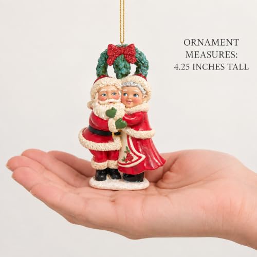 The Bridge Collection 2 Santa & Mrs. Claus Resin Ornaments, 4.25"