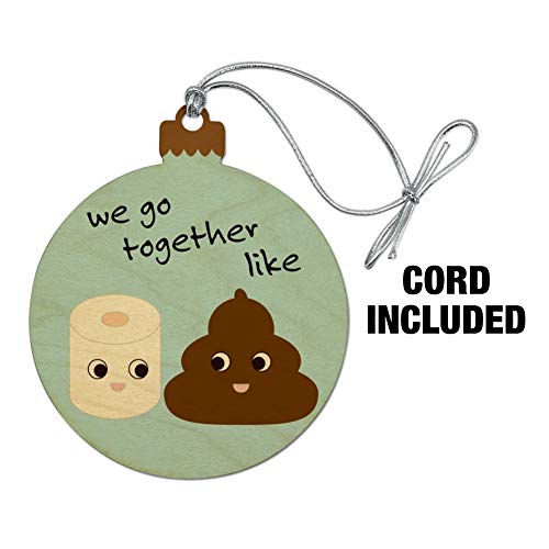Graphics & More Funny Christmas Tree Ornament — Toilet Paper & Poop Like Friends Wood Decor