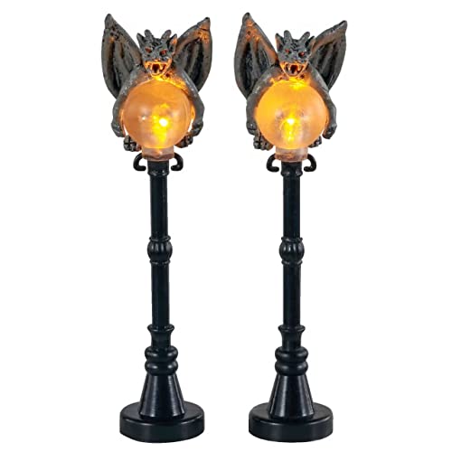 Gargoyle Halloween Lamp Post Set, Battery Operated Lighted Accessory