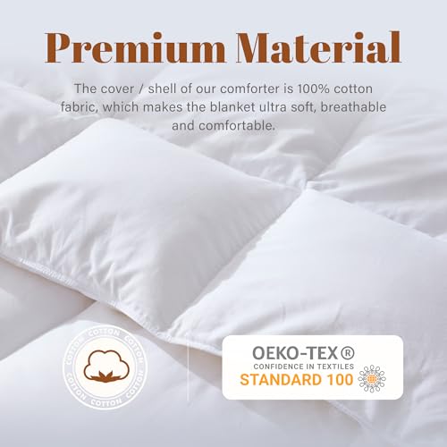 Cosybay All Season Feather & Down Fiber Duvet Insert - 100% Cotton Comforter