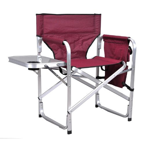 Folding Director's Chair with Side Table and Accessory Pockets