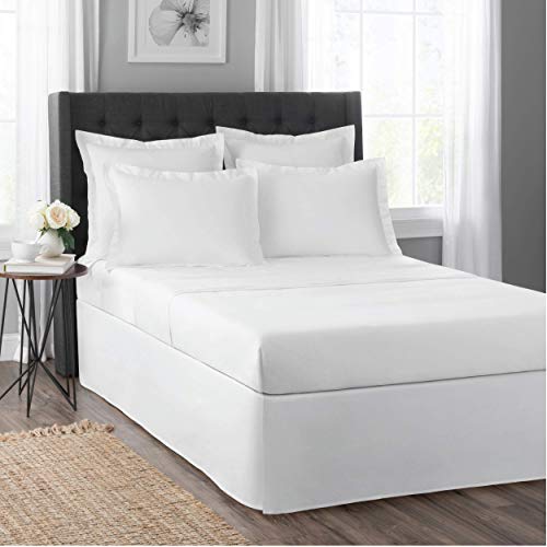 Classic Tailored Bed Skirt Dust Ruffle, Queen Size 14 Inch Drop - White