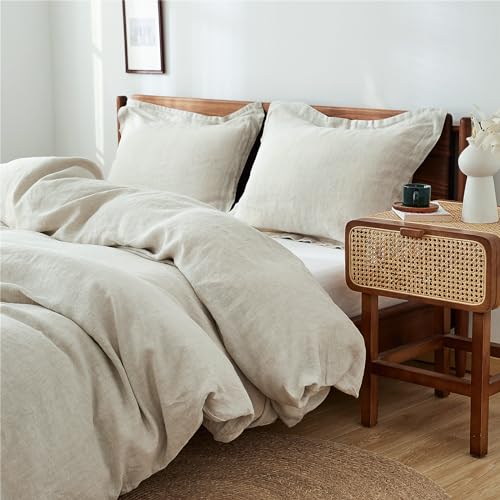 100% French Washed Linen Duvet Cover Set - 3 Piece King Farmhouse Bedding