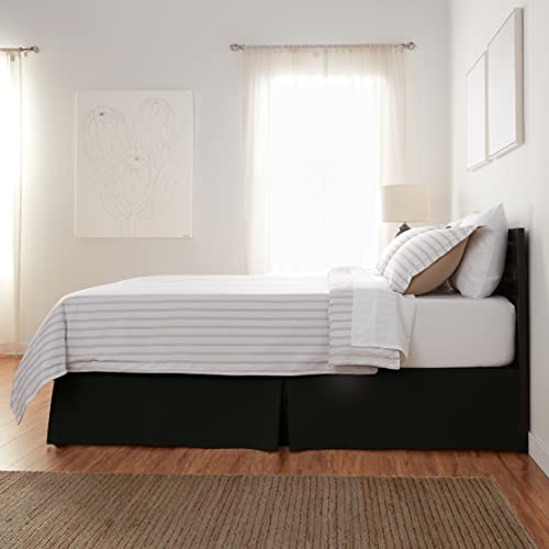 Queen Pleated Bed Skirt with 16-Inch Drop - Wrinkle Resistant, Black