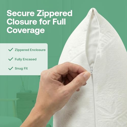 Waterproof Queen Pillow Protector Set - Bamboo Viscose Zippered Cover