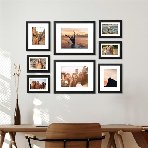 8x10 Black Picture Frame with 5x7 Mat - Wall & Tabletop Photo Frame