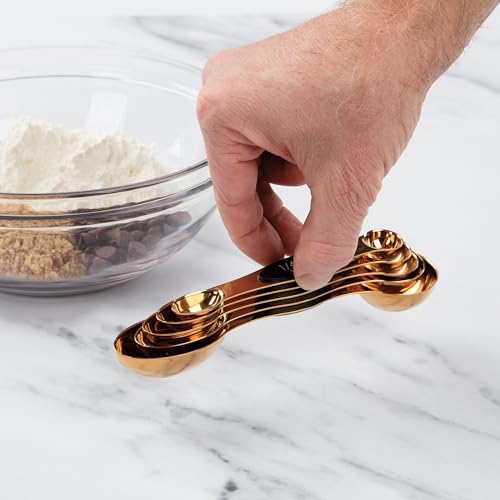 Progressive International Magnetic Measuring Spoons, Set of 5 ? Black, Easy to Store with Magnetic Design (Rose Gold)