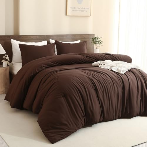 Earthy Brown Queen Comforter Set - 3-Piece Soft All-Season Bedding Set