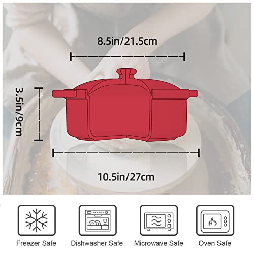 FUN ELEMENTS FE 2 Quart Casserole Dish with Lid - Christmas Red