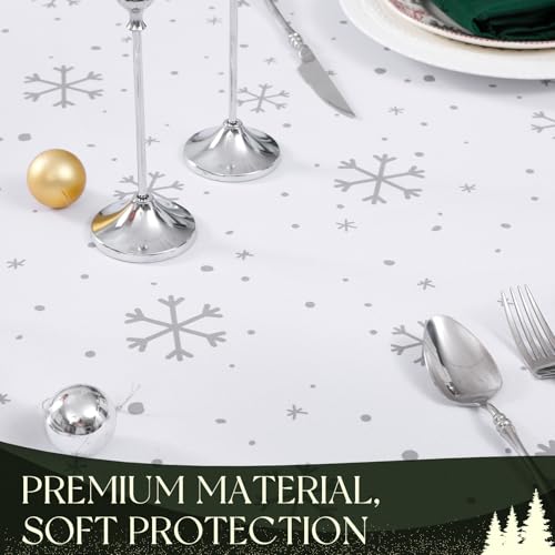NOVILYS White Christmas Tablecloth 60 x 102 Inch Snowman Gift Design Holiday Decor