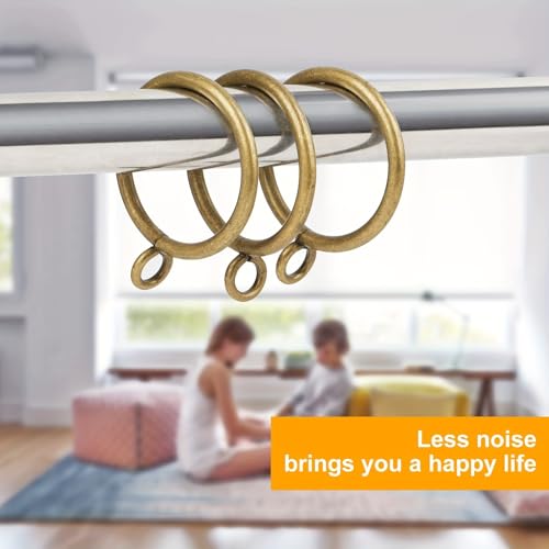40 Pcs Antique Brass Curtain Rings with Clips - 2 Inch Heavy Duty Metal