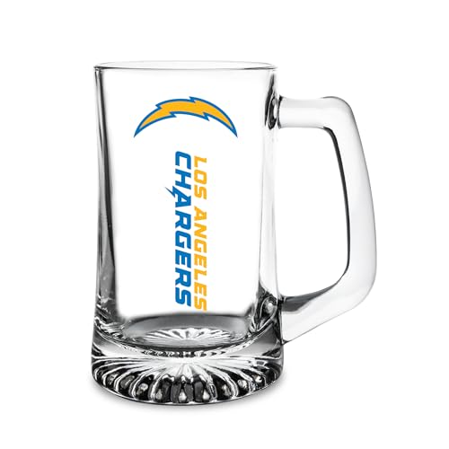 Los Angeles Chargers 14oz Glass Beer Stein, Heavy-Duty Logo Mug