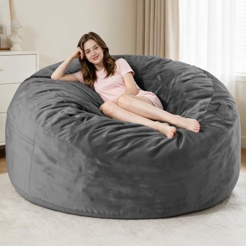 6ft Memory Foam Bean Bag Chair with Washable Velvet Cover and Handle