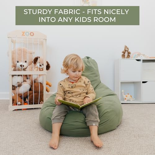 Stuffed Animal Storage Bean Bag Chair Cover for Kids - Washable Plush Toy Organizer