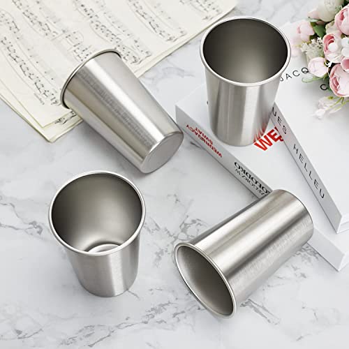 8 Pack 24oz Stainless Steel Pint Cups - Unbreakable Stackable Metal Glasses