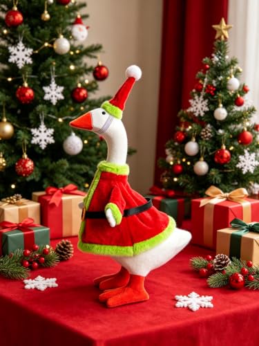 Mini Christmas Desk Goose Outfit Set - 7 Inch Holiday Decorations, Cute Office & Home Decor