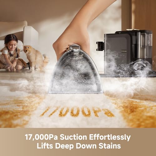Portable Steam Carpet & Upholstery Cleaner with 17Kpa Suction & Self-Cleaning