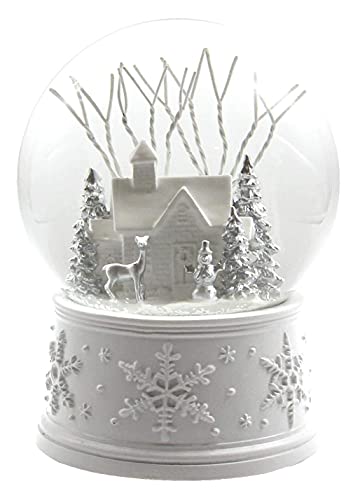 White Christmas Musical Snow Globe - 100mm Winter Scene Holiday Decor