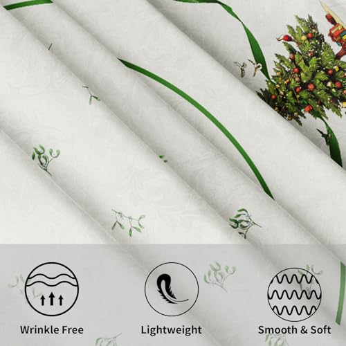 Kawani Christmas Round Tablecloth 60 Inch Green Christmas Trees Holiday Decor